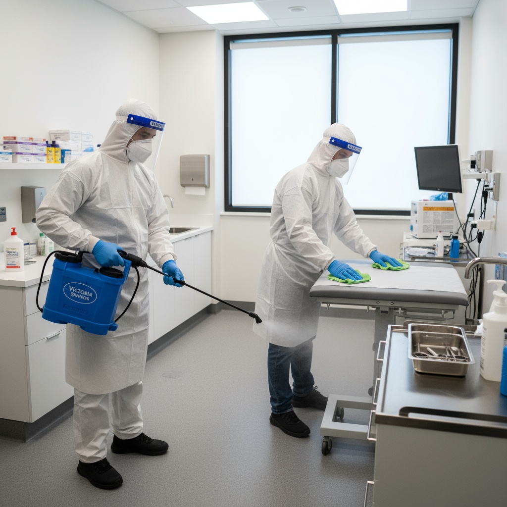 LDL CLEAN dental office cleaning services Massachusetts New Hampshire - professional certified cleaning team using eco-friendly Spartan chemicals with full PPE in dental clinic with healthcare certificates and awards demonstrating quality excellence {{brizy_dc_image_alt imageSrc=